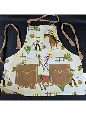 Now Designs YOUTH Western Cowboy Cowgirl Horse Rodeo Cotton Apron PVC-Coated